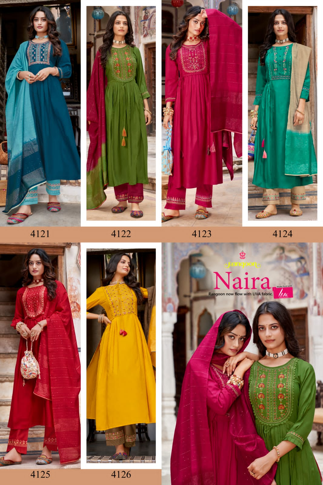 rangoon naira viscose new and modern style top bottom with dupatta catalog