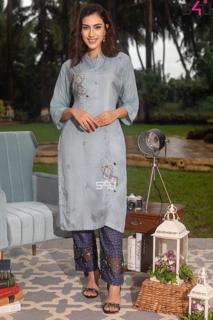 s4u limelight muslin gorgeous look kurta with pant catalog