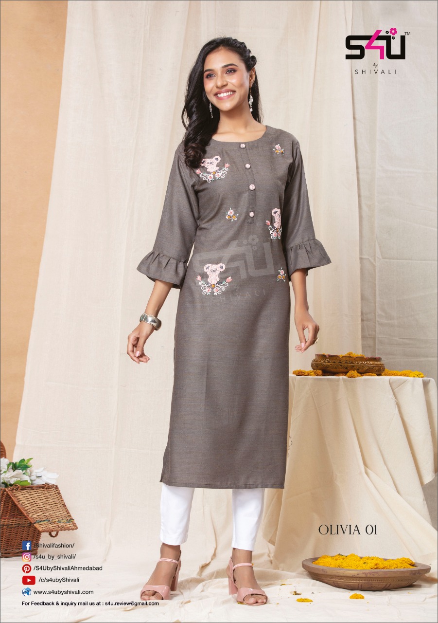 s4u olivia 3 fancy catchy look kurti catalog