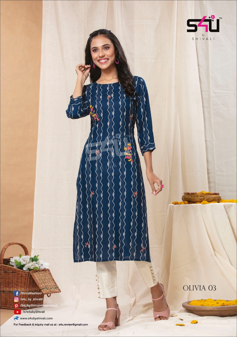 s4u olivia 3 fancy catchy look kurti catalog