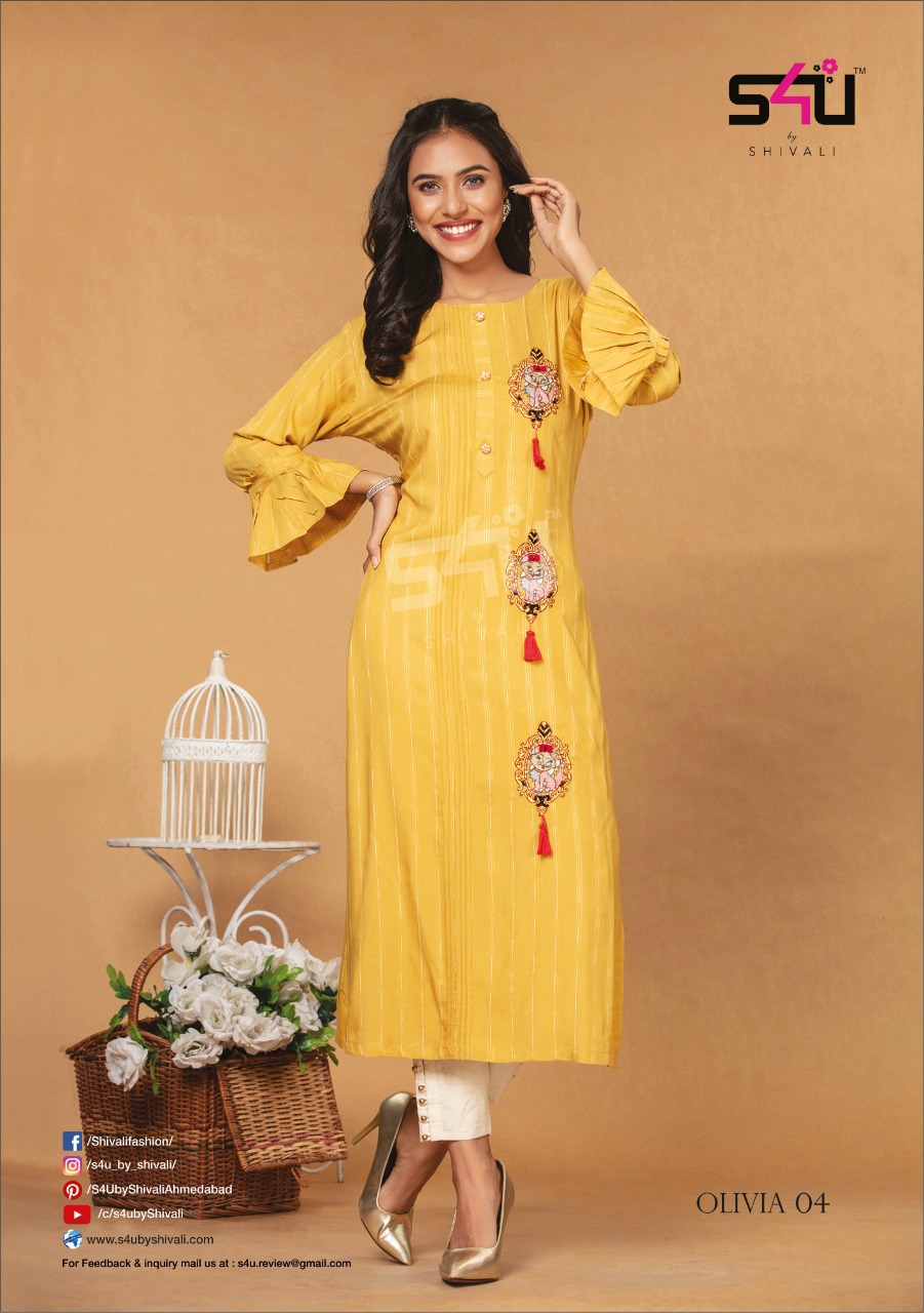 s4u olivia 3 fancy catchy look kurti catalog