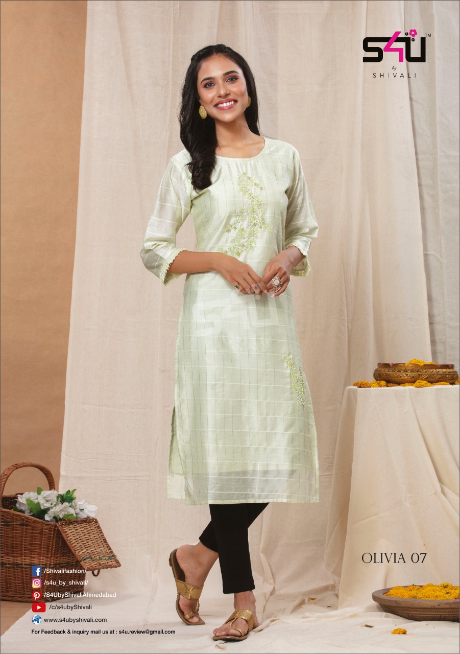 s4u olivia 3 fancy catchy look kurti catalog