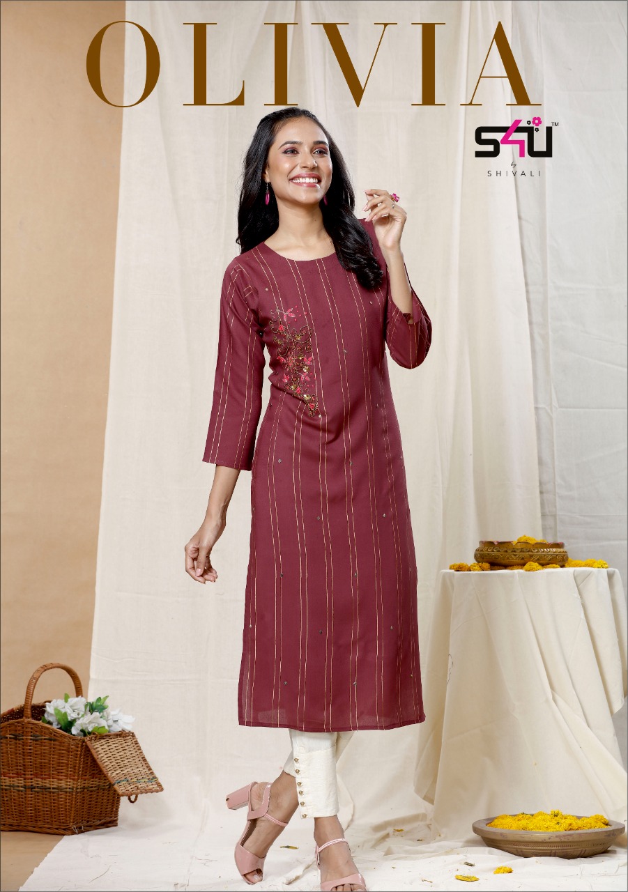 s4u olivia 3 fancy catchy look kurti catalog