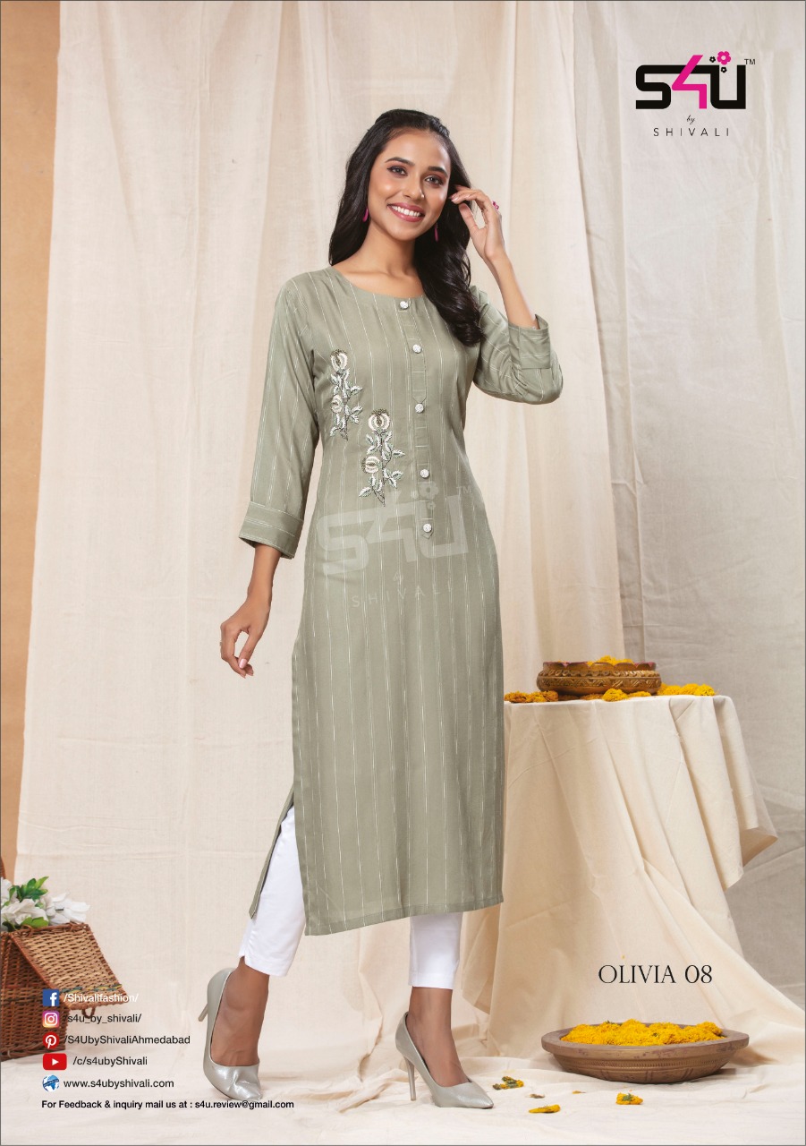 s4u olivia 3 fancy catchy look kurti catalog