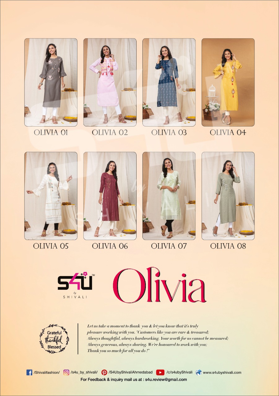 s4u olivia 3 fancy catchy look kurti catalog