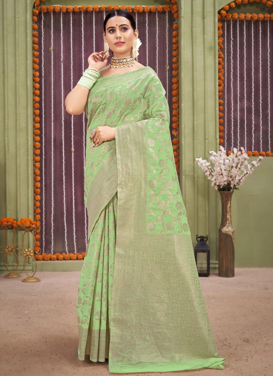 sangam print rajnigandha linen innovative look saree catalog