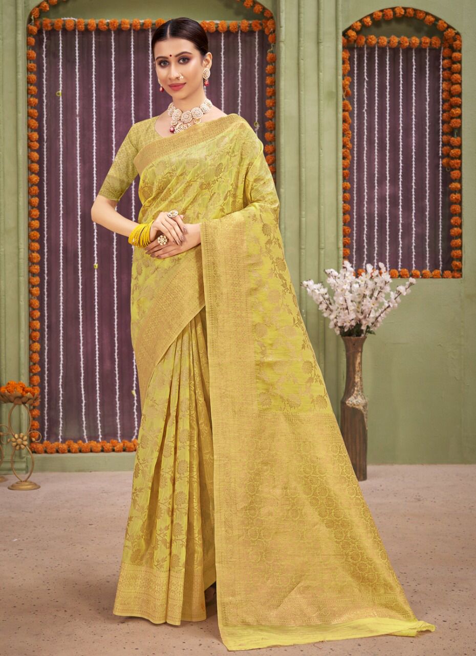 sangam print rajnigandha linen innovative look saree catalog