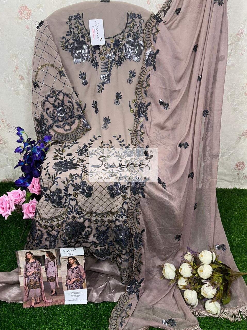 serine Megha Exports serine s 79 georgette decent look salwar suit catalog