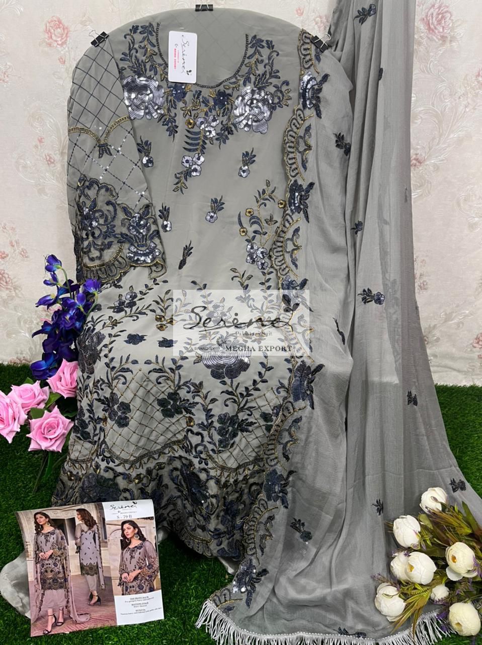 serine Megha Exports serine s 79 georgette decent look salwar suit catalog