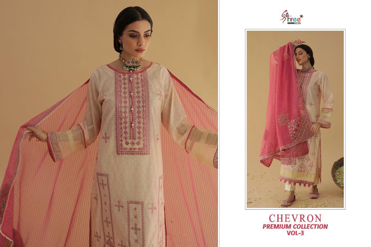 shree fab chevron premium collection cotton catchy look salwar suit with Chiffon dupatta catalog