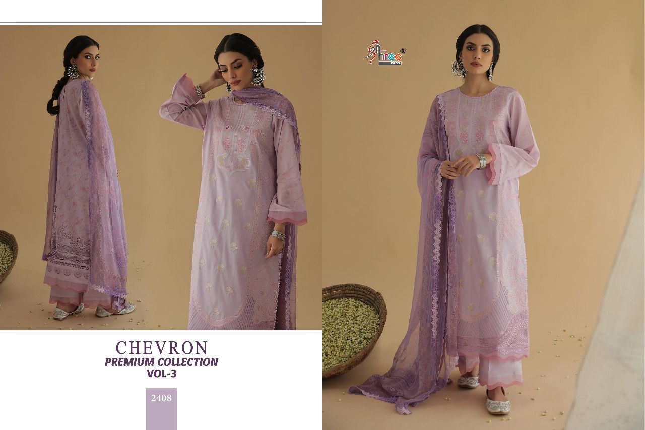 shree fab chevron premium collection cotton catchy look salwar suit with Chiffon dupatta catalog