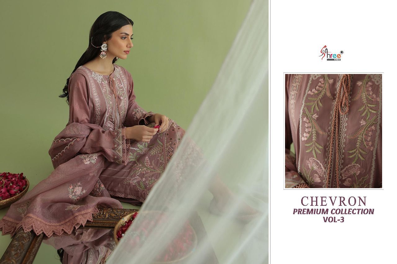 shree fab chevron premium collection cotton catchy look salwar suit with Chiffon dupatta catalog