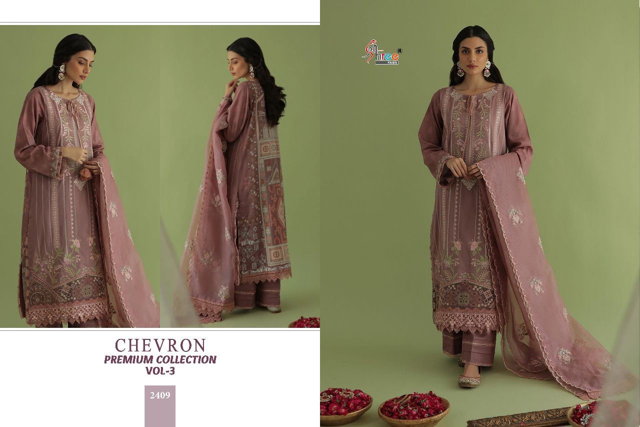 shree fab chevron premium collection cotton catchy look salwar suit with Chiffon dupatta catalog