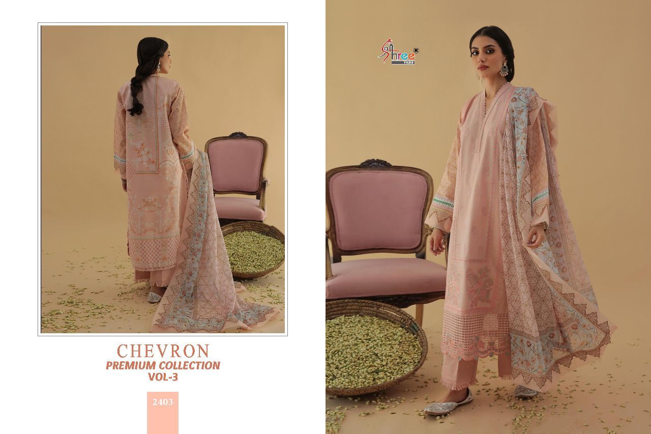 shree fab chevron premium collection cotton catchy look salwar suit with Chiffon dupatta catalog