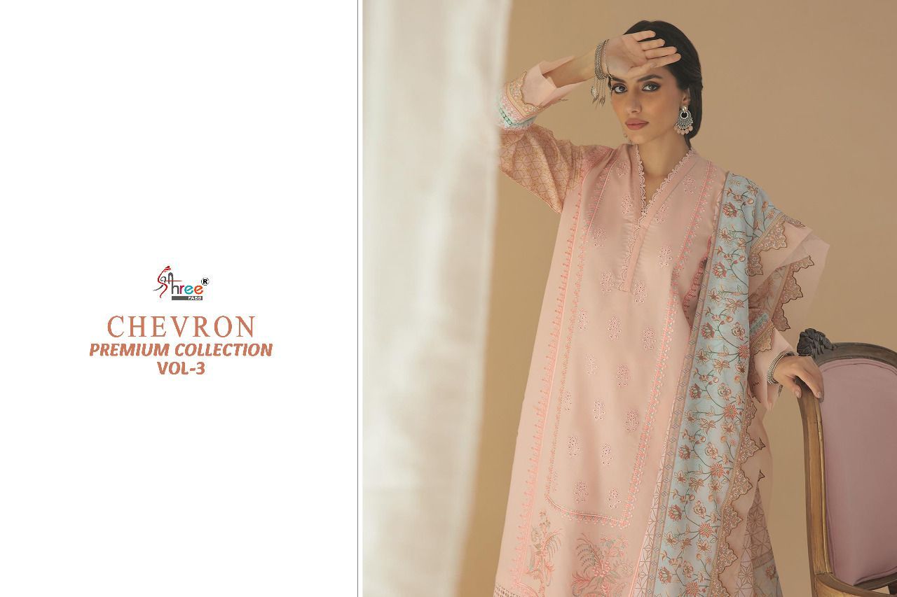 shree fab chevron premium collection cotton catchy look salwar suit with Chiffon dupatta catalog