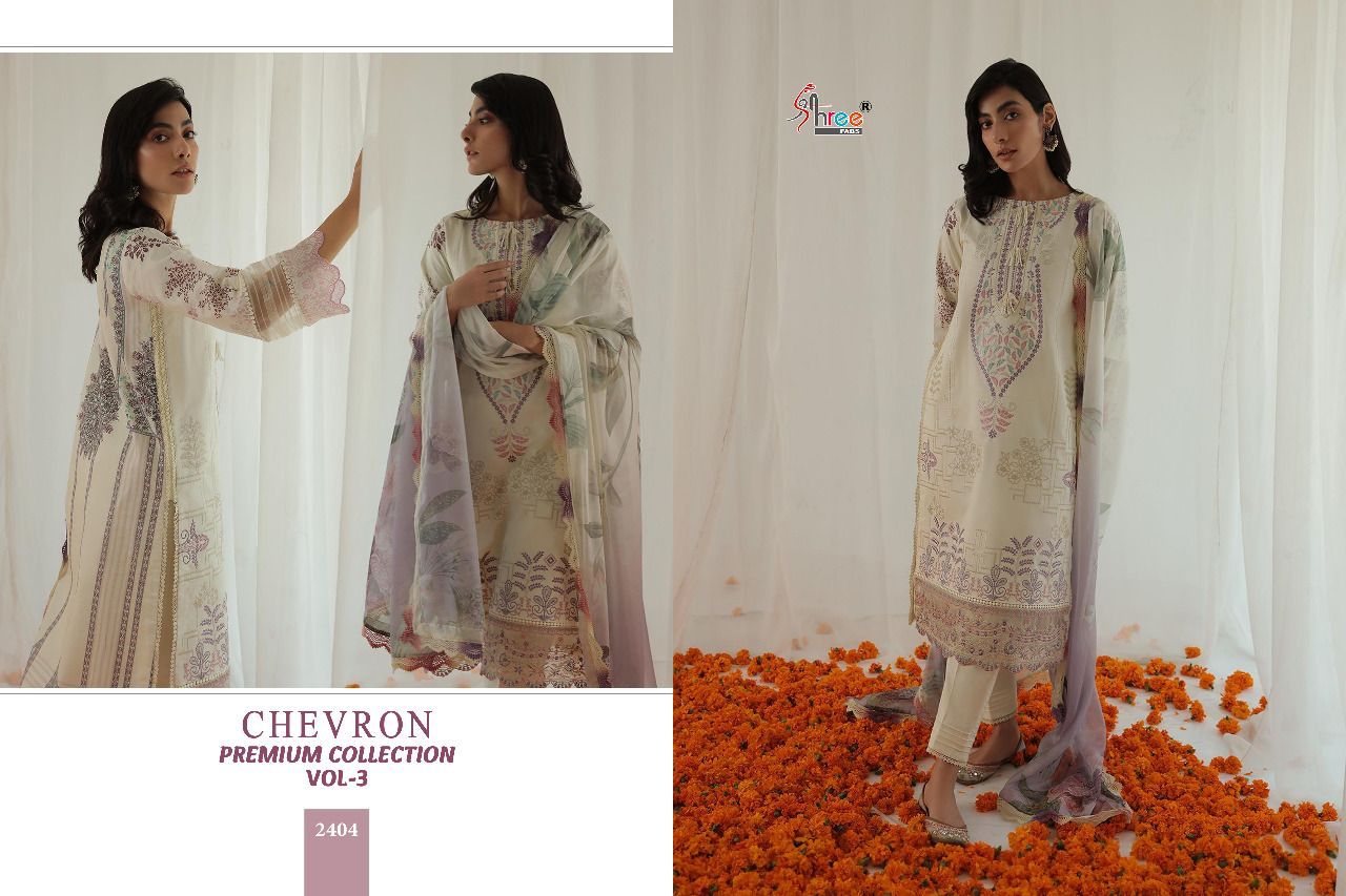 shree fab chevron premium collection cotton catchy look salwar suit with Chiffon dupatta catalog