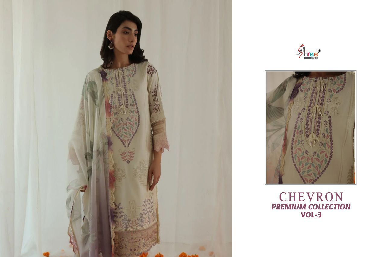 shree fab chevron premium collection cotton catchy look salwar suit with Chiffon dupatta catalog