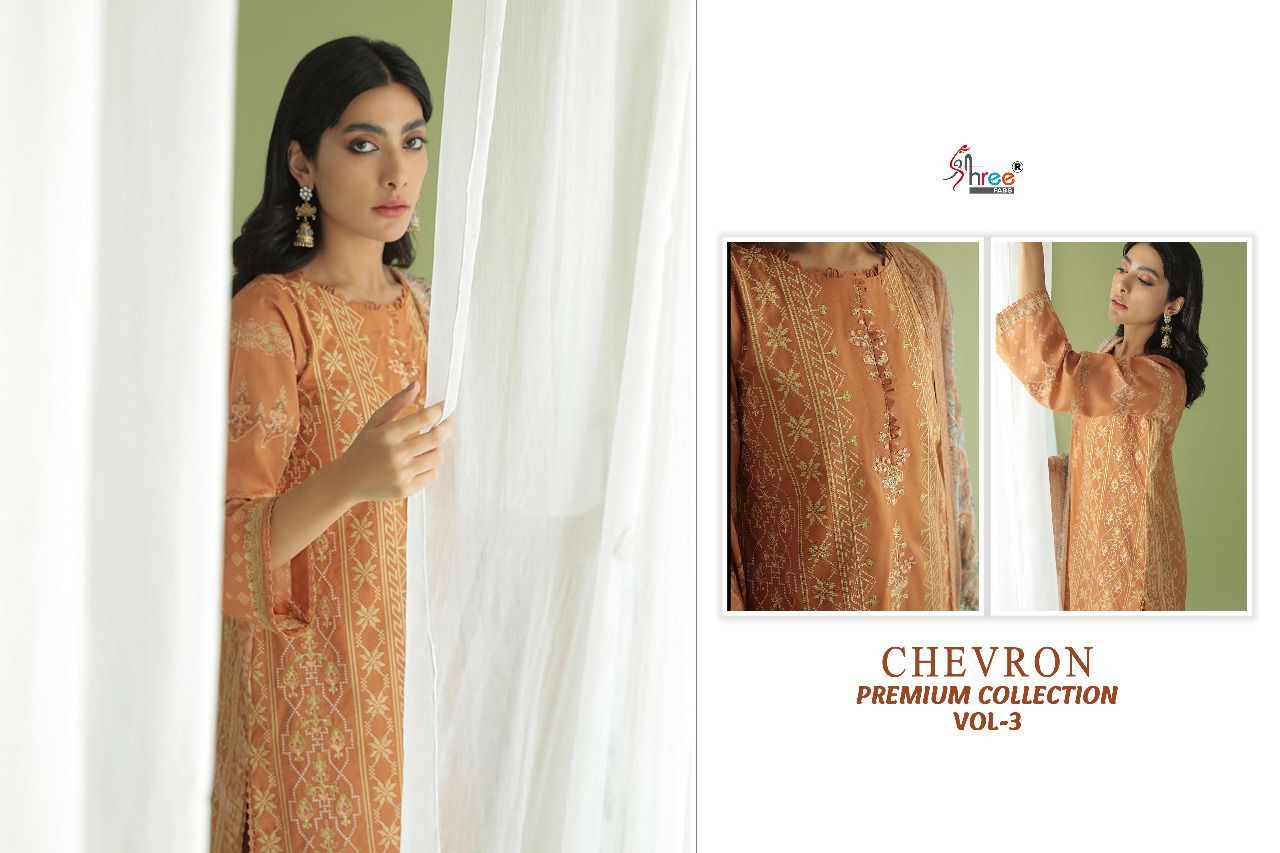 shree fab chevron premium collection cotton catchy look salwar suit with Chiffon dupatta catalog