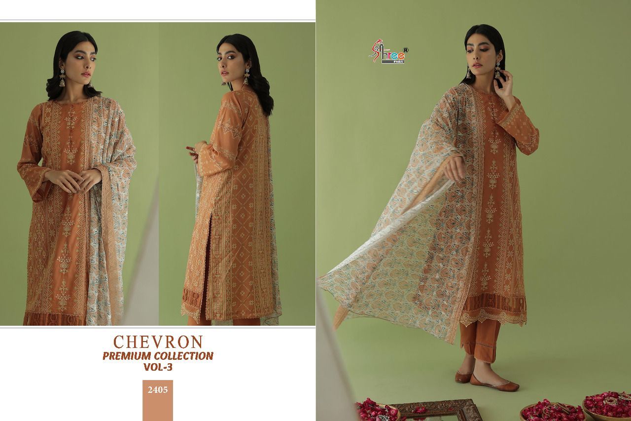 shree fab chevron premium collection cotton catchy look salwar suit with Chiffon dupatta catalog