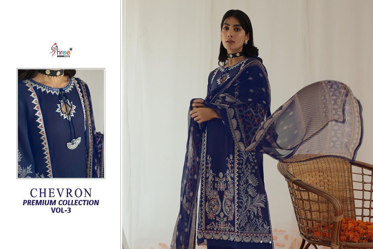 shree fab chevron premium collection cotton catchy look salwar suit with Chiffon dupatta catalog