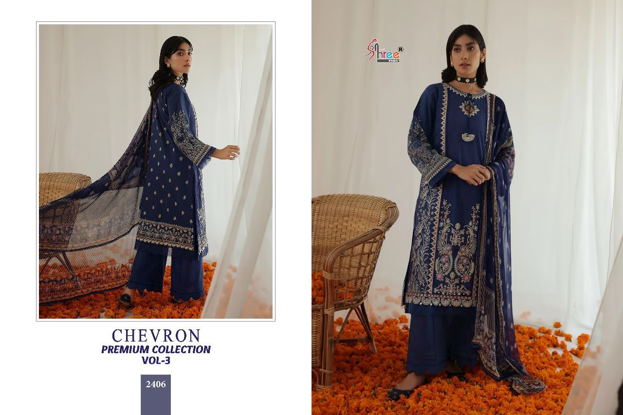 shree fab chevron premium collection cotton catchy look salwar suit with Chiffon dupatta catalog