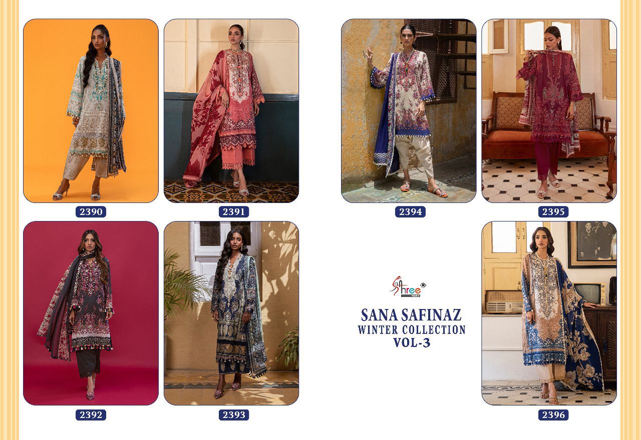 shree fab sana safinaz winter collection vol 3 pashmina attractive look salwar suit catalog