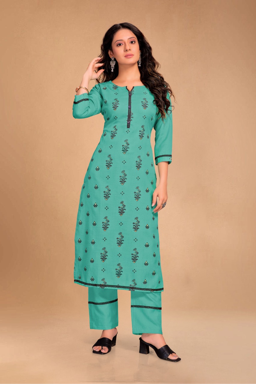 style samsara sku 006 to 009 cotton regal look kurti bottom with dupatta size set