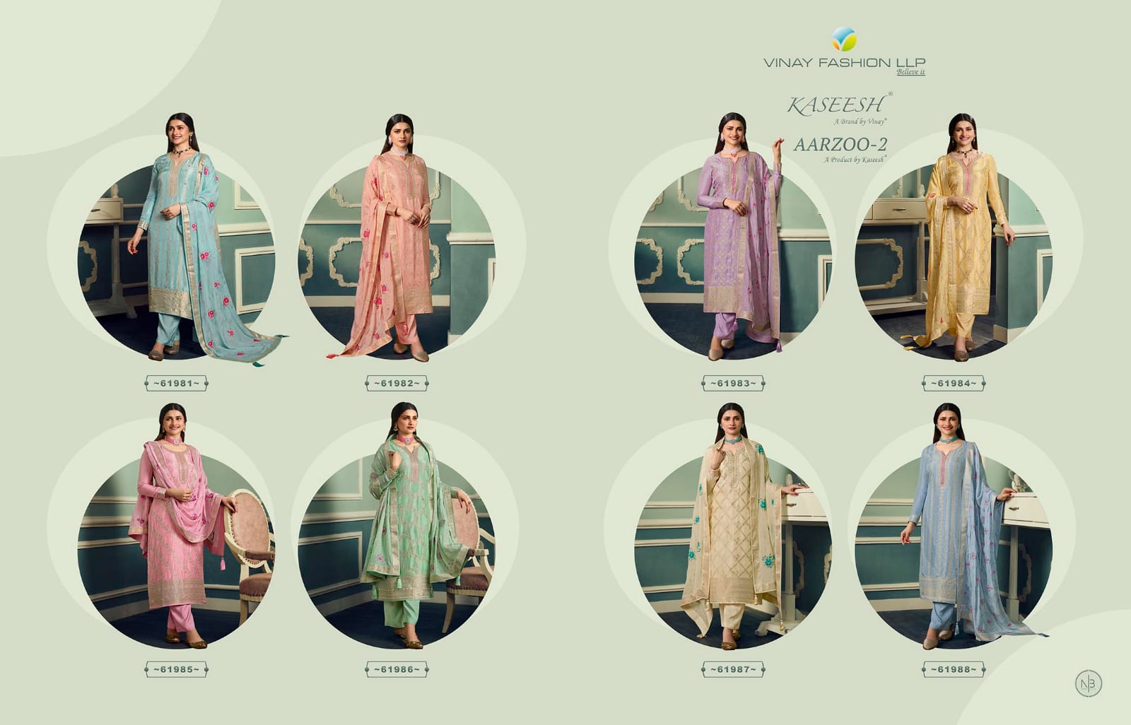 vinay fashion kaseesh aarzoo 2 dola gorgeous look salwar suit catalog