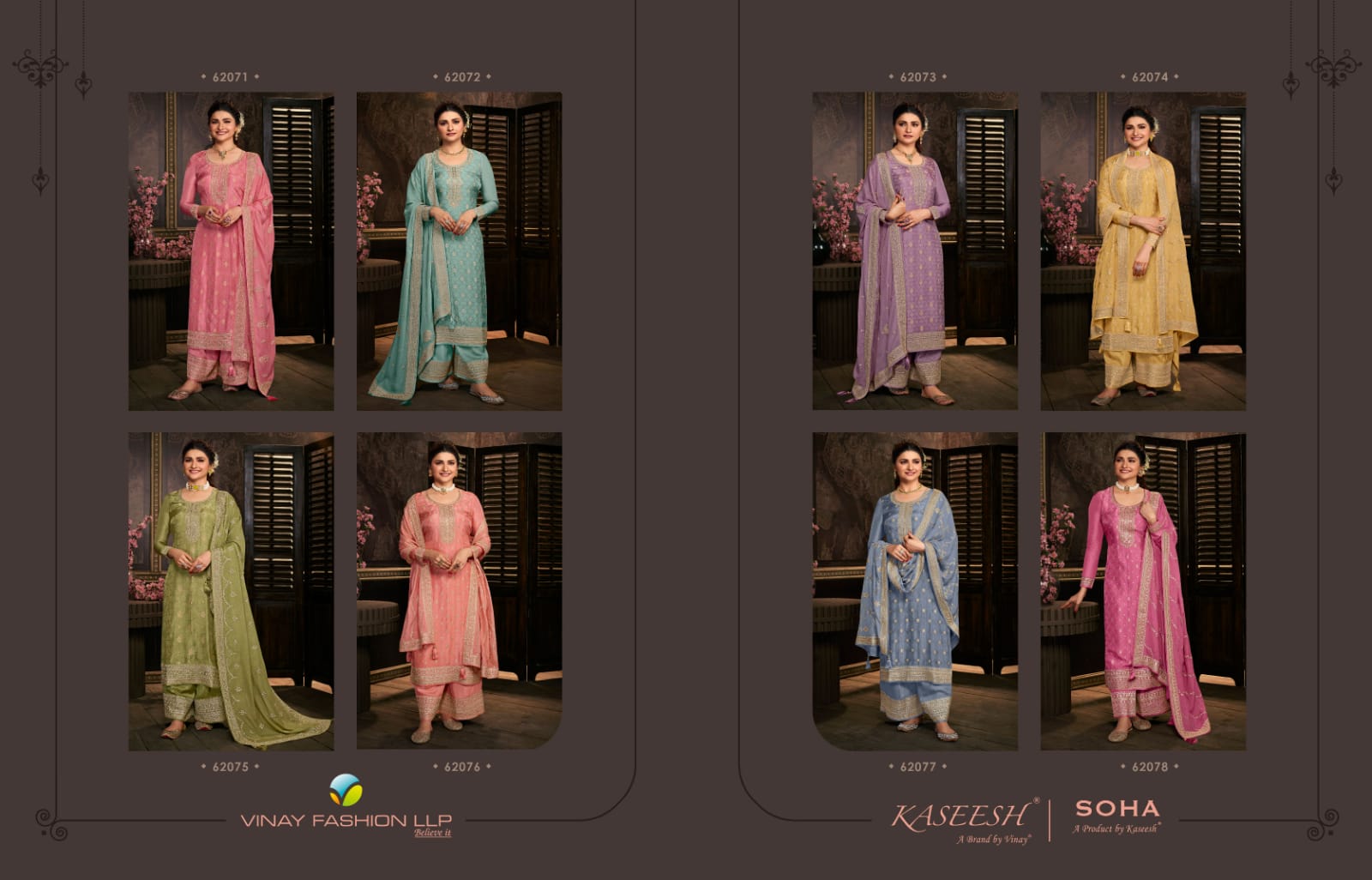 vinay fashion kaseesh soha dola jacouard festive look salwar suit catalog