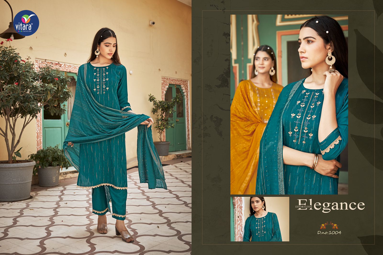 vitara fashion riwaz self weaving jecqrd innovative embroidery look top with pant and dupatta catalog