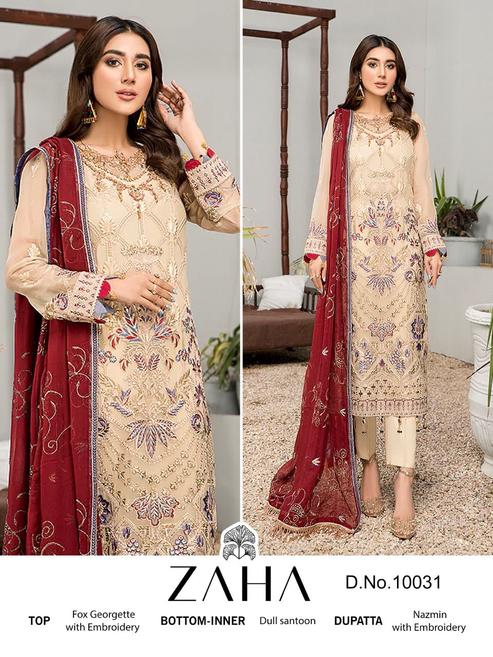 zaha misty vol 5 DNO 10031 10032 10033 georgette gorgous look salwar suit catalog