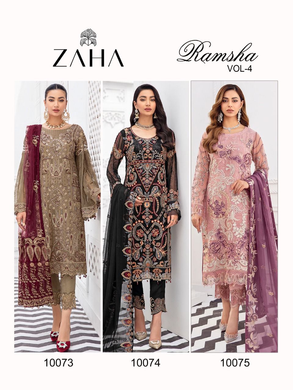 zaha ramsha vol 4 georgette regal look salwar suit catalog