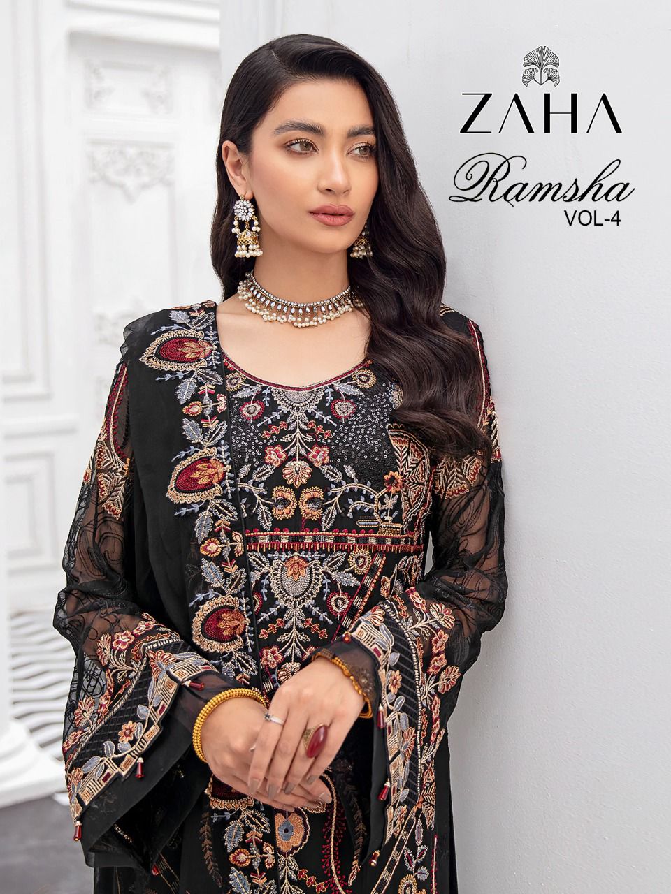 zaha ramsha vol 4 georgette regal look salwar suit catalog