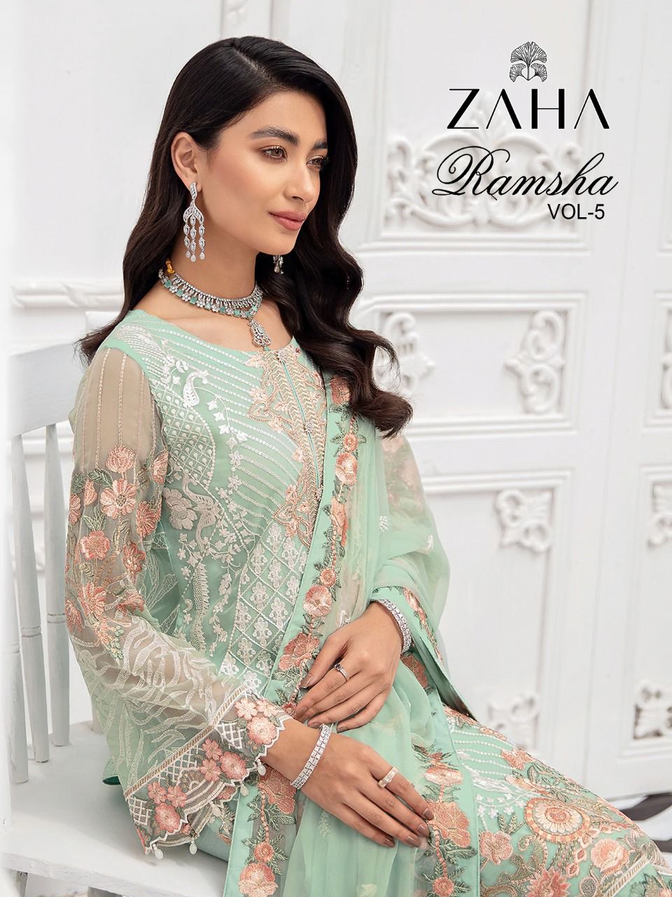 zaha ramsha vol 5 georgette elegant salwar suit catalog