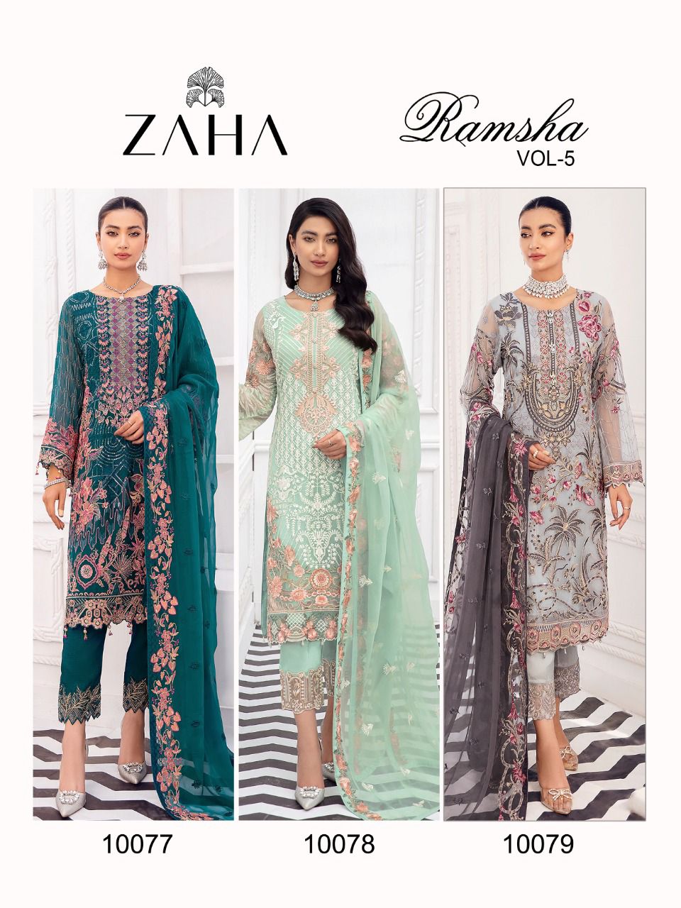 zaha ramsha vol 5 georgette elegant salwar suit catalog