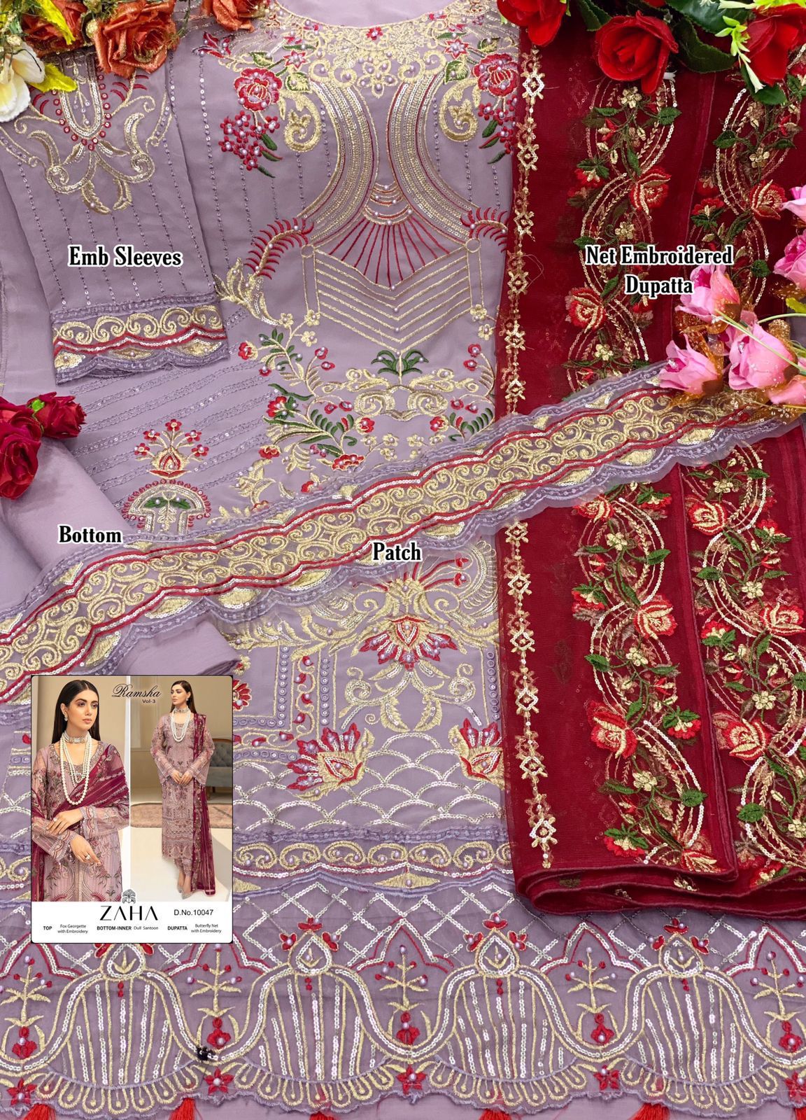 zaha 10047 georgette decent look salwar suit single