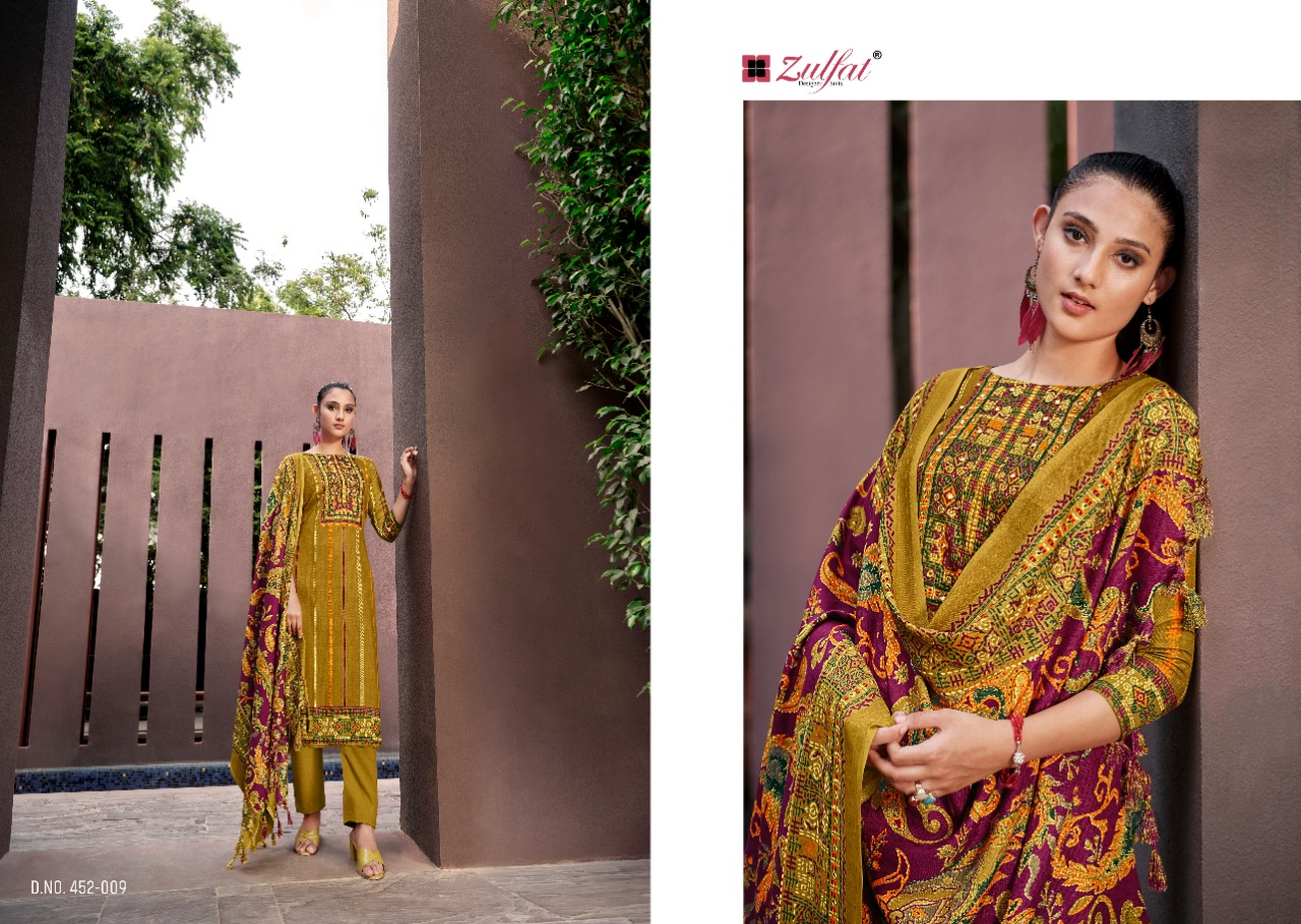 zulfat designer suit inteha pashmina elegant look salwar suit catalog