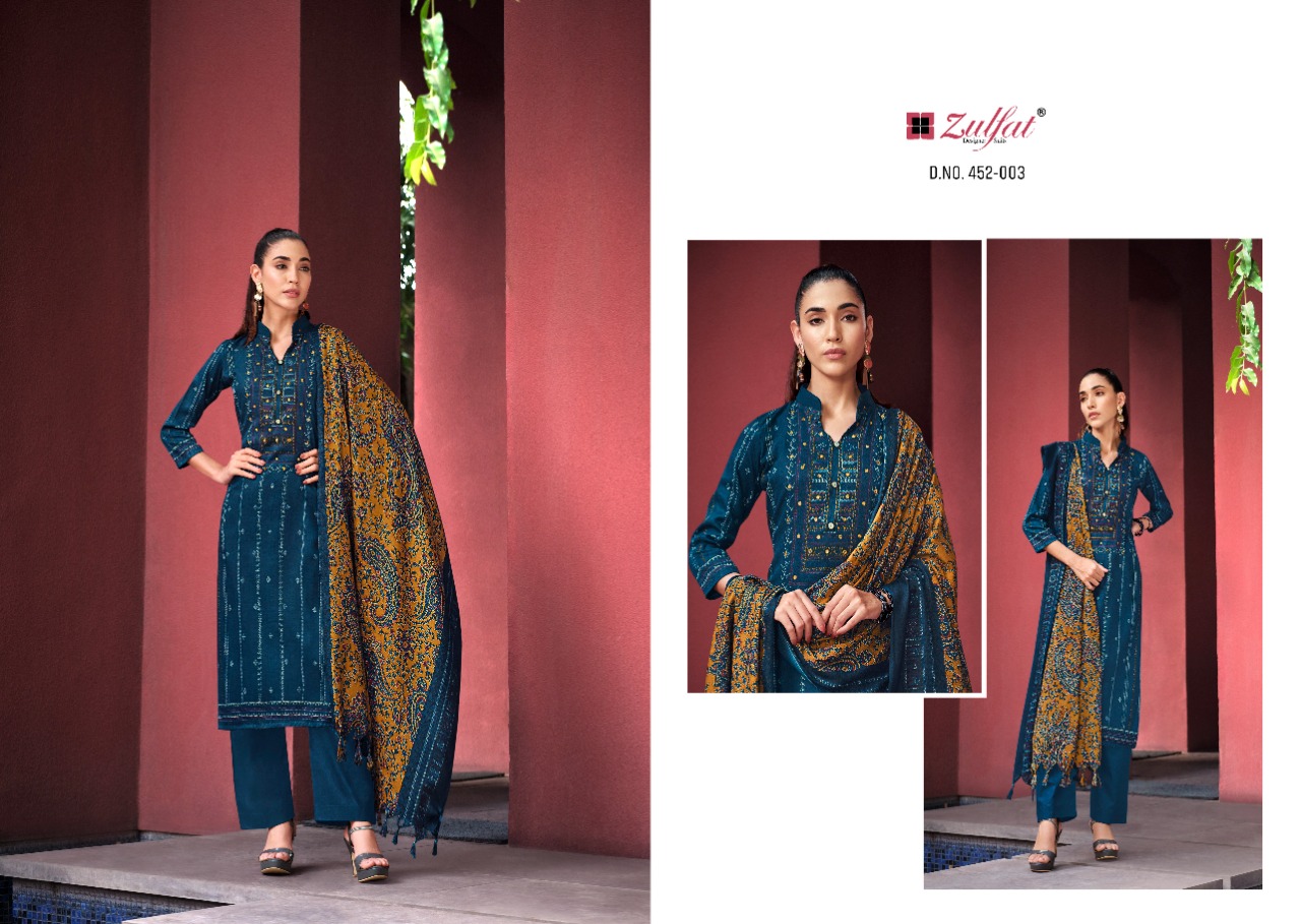 zulfat designer suit inteha pashmina elegant look salwar suit catalog