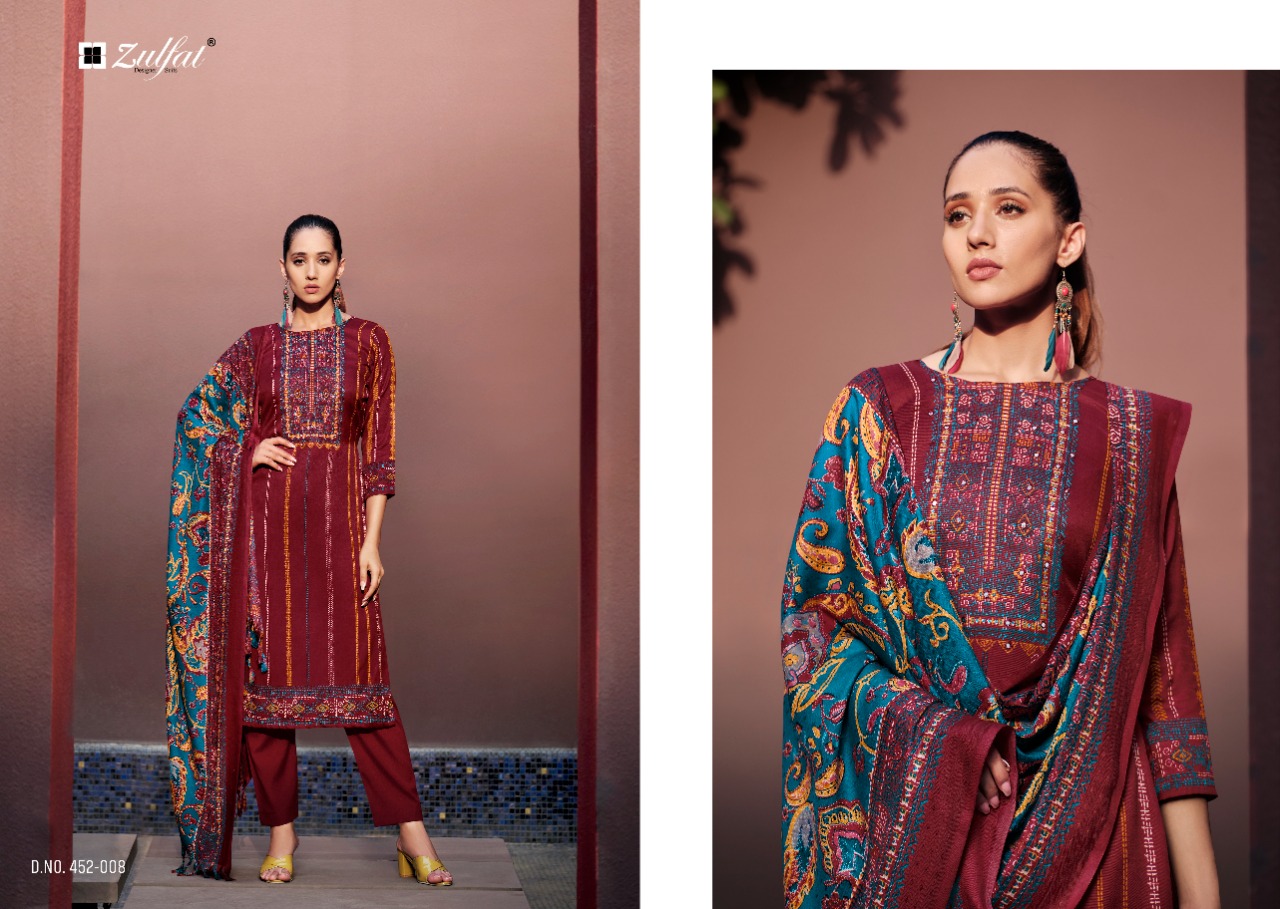 zulfat designer suit inteha pashmina elegant look salwar suit catalog