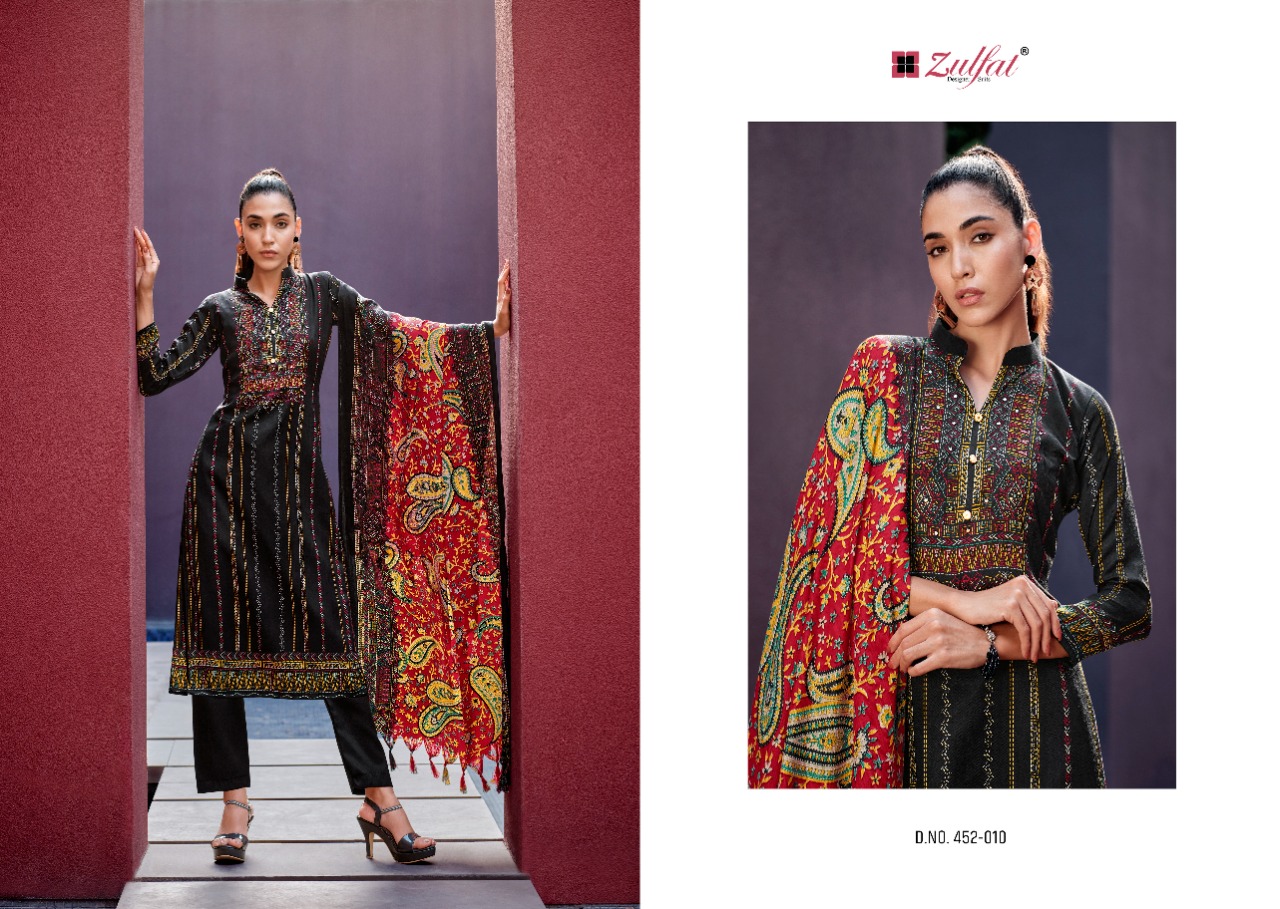 zulfat designer suit inteha pashmina elegant look salwar suit catalog