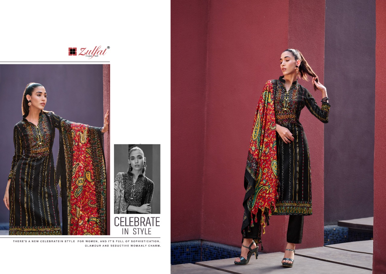 zulfat designer suit inteha pashmina elegant look salwar suit catalog