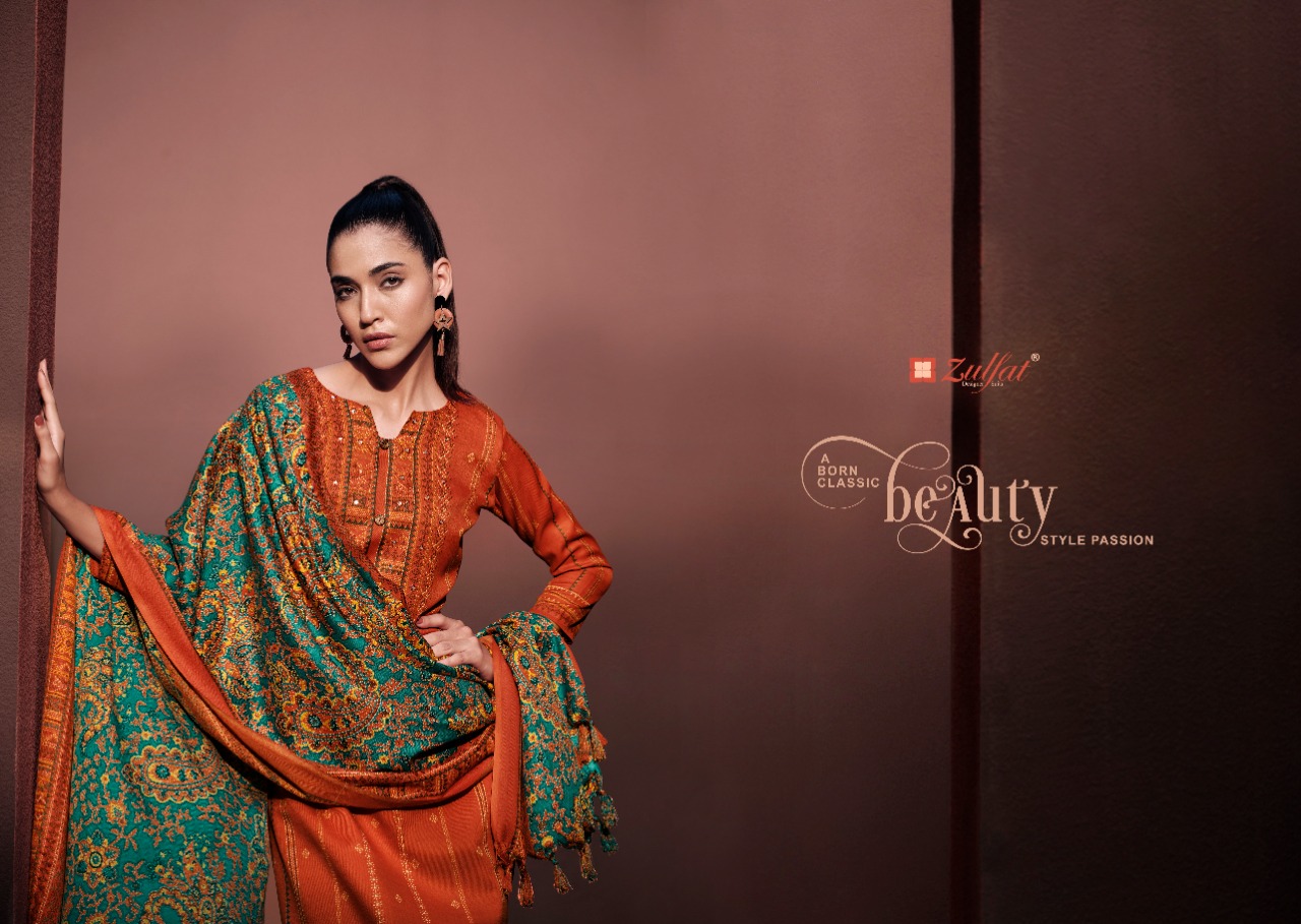 zulfat designer suit inteha pashmina elegant look salwar suit catalog