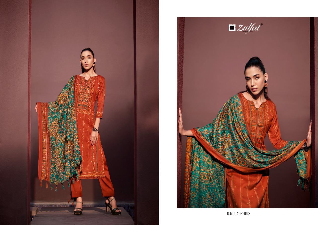 zulfat designer suit inteha pashmina elegant look salwar suit catalog