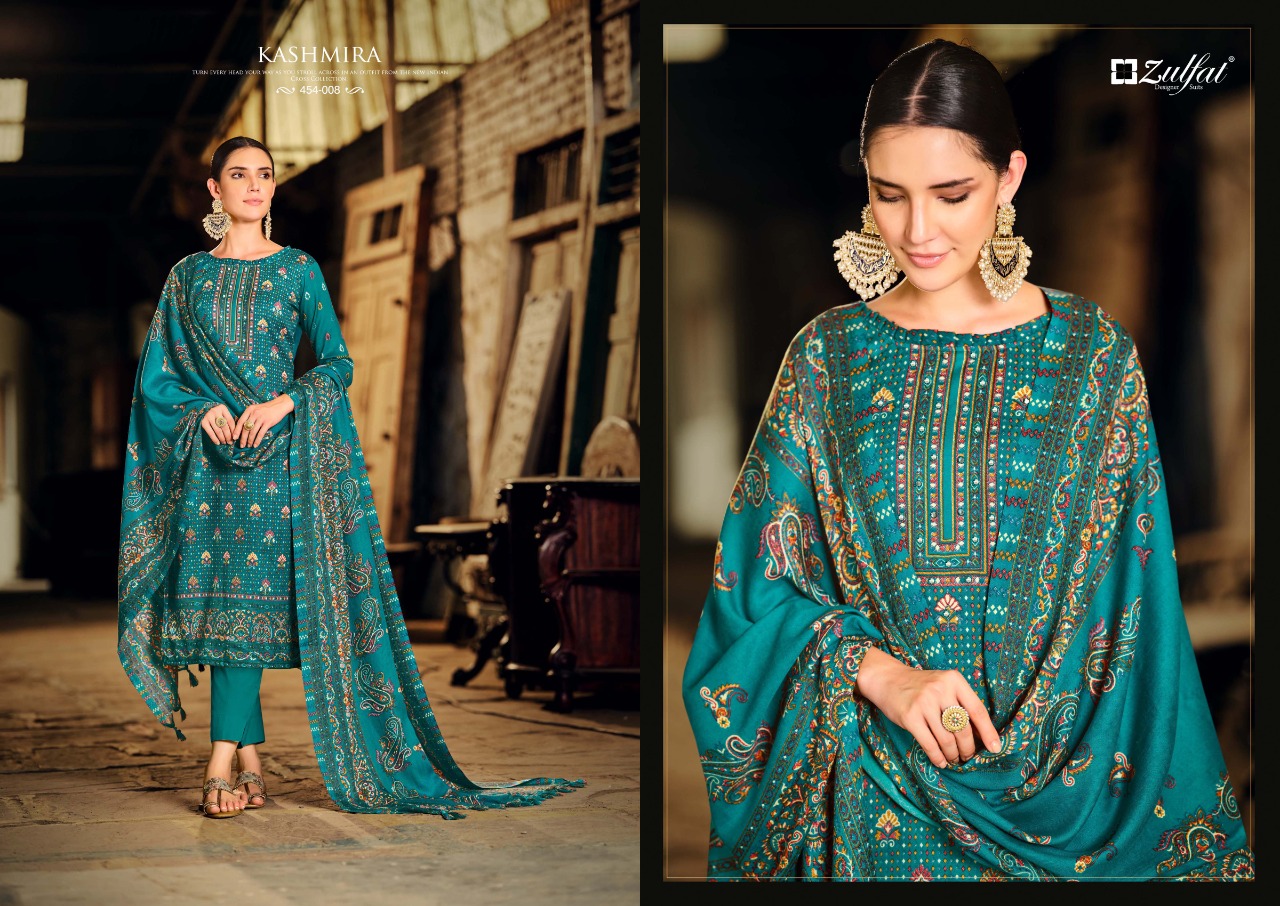 zulfat designer suit kashmira wool pashmina decent look salwar suit catalog