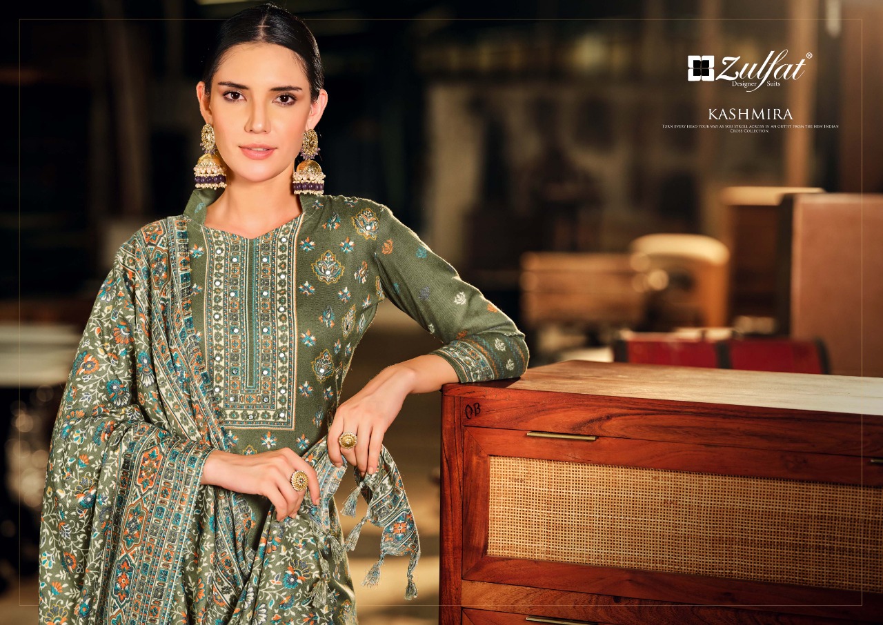 zulfat designer suit kashmira wool pashmina decent look salwar suit catalog