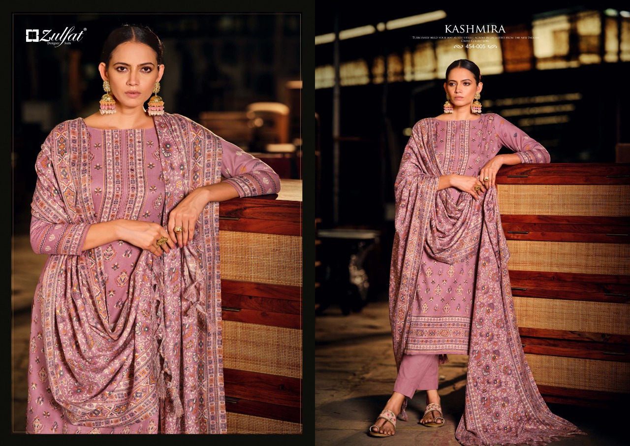 zulfat designer suit kashmira wool pashmina decent look salwar suit catalog