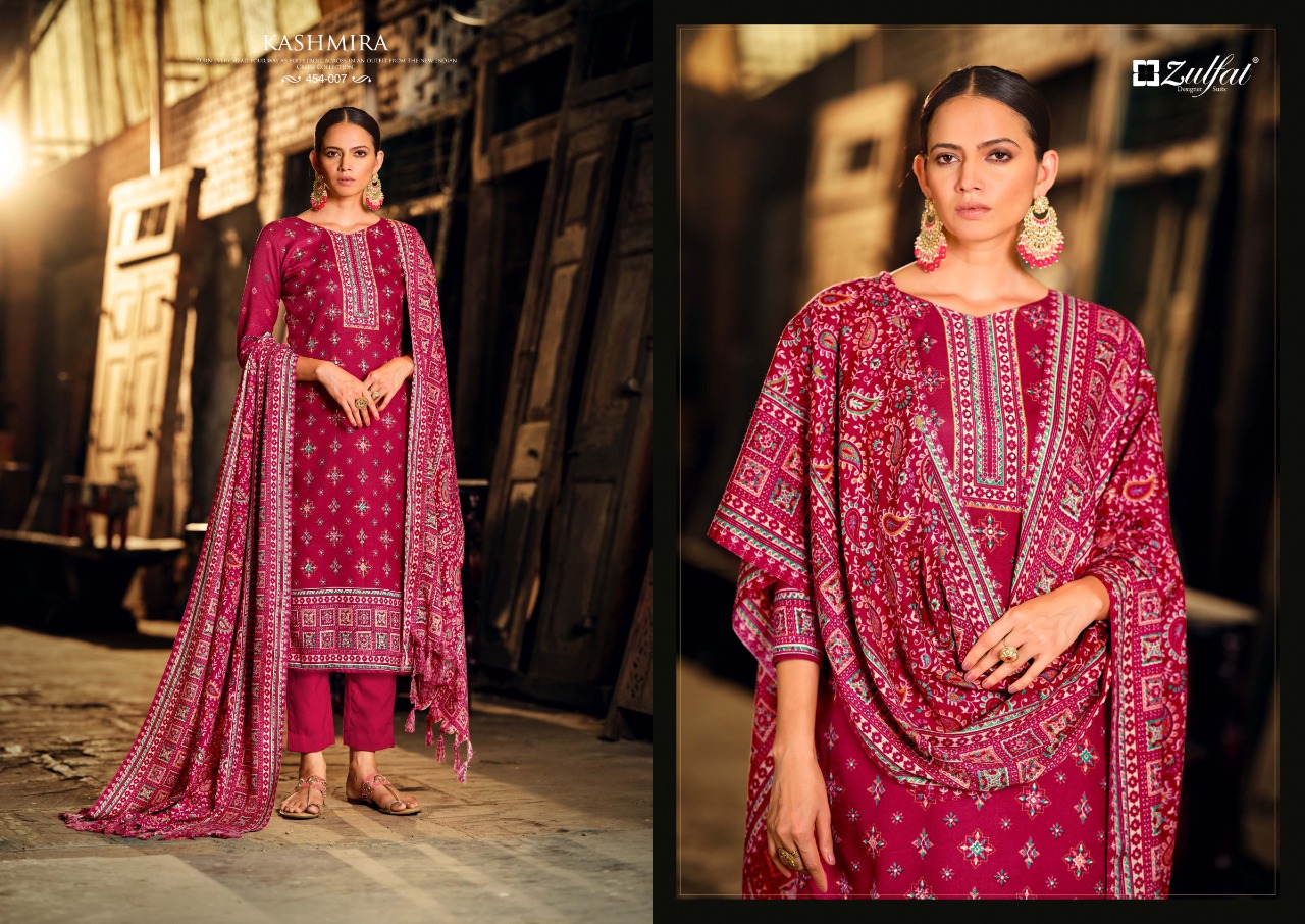 zulfat designer suit kashmira wool pashmina decent look salwar suit catalog