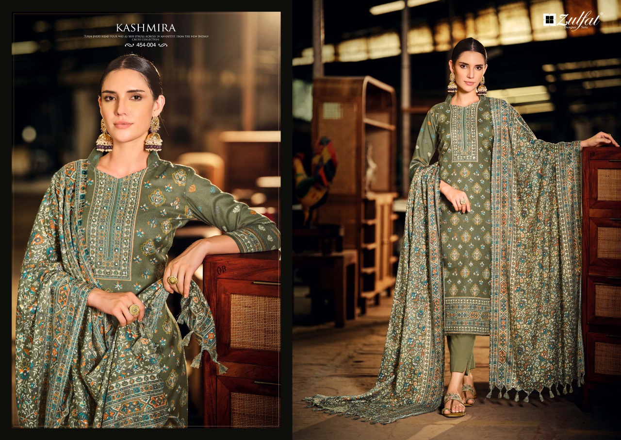 zulfat designer suit kashmira wool pashmina decent look salwar suit catalog