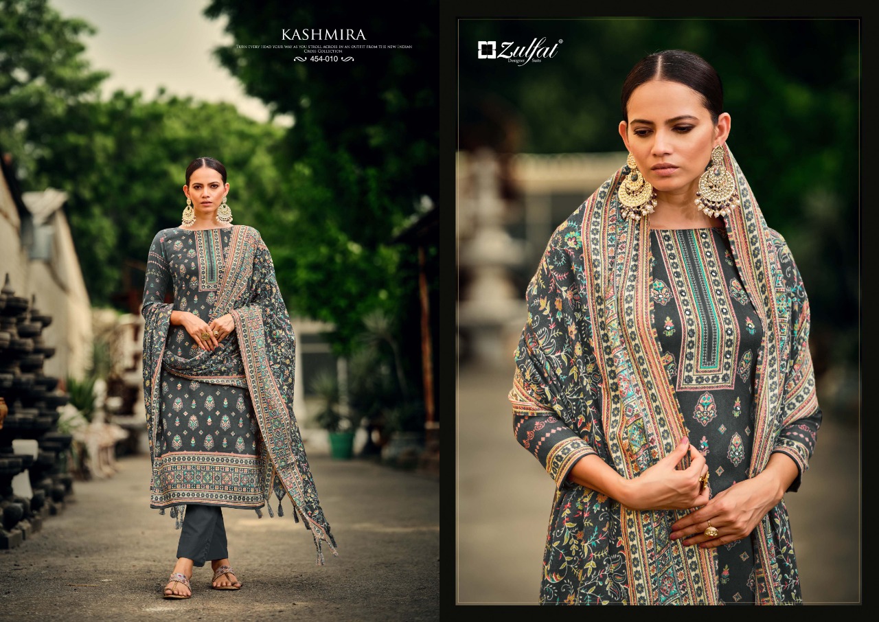 zulfat designer suit kashmira wool pashmina decent look salwar suit catalog