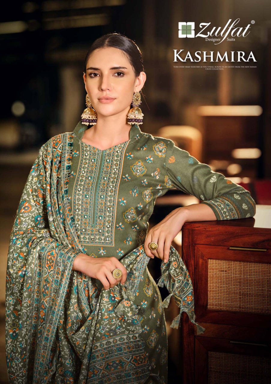 zulfat designer suit kashmira wool pashmina decent look salwar suit catalog